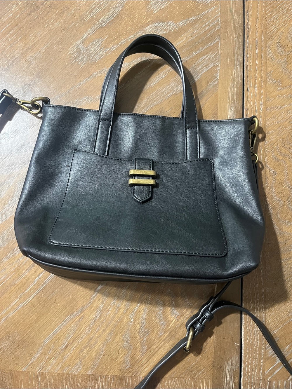 Sonoma Black Satchel with Bronze Gold Hardware crossbody
